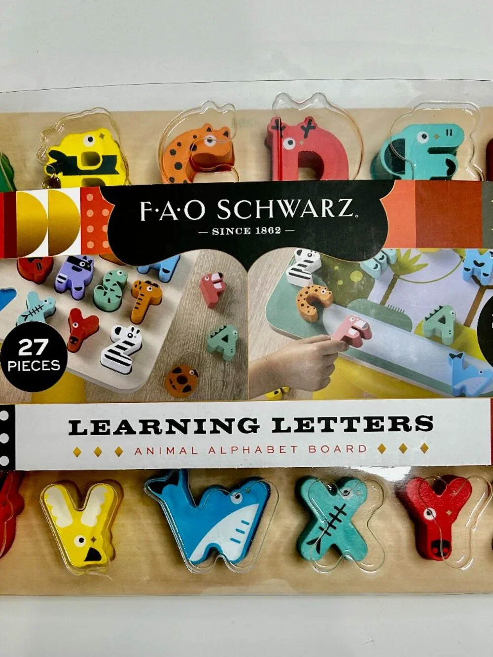 FAO Schwarz Learning Letters Animal Alphabet Wood Board Puzzle